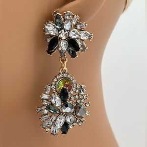 Elegant Gold and Black Crystal Earrings